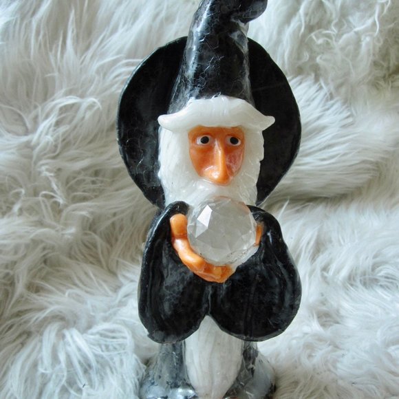 VTG Wizard with Glass Crystal Ball 10"  Wax Candle - Picture 5 of 9